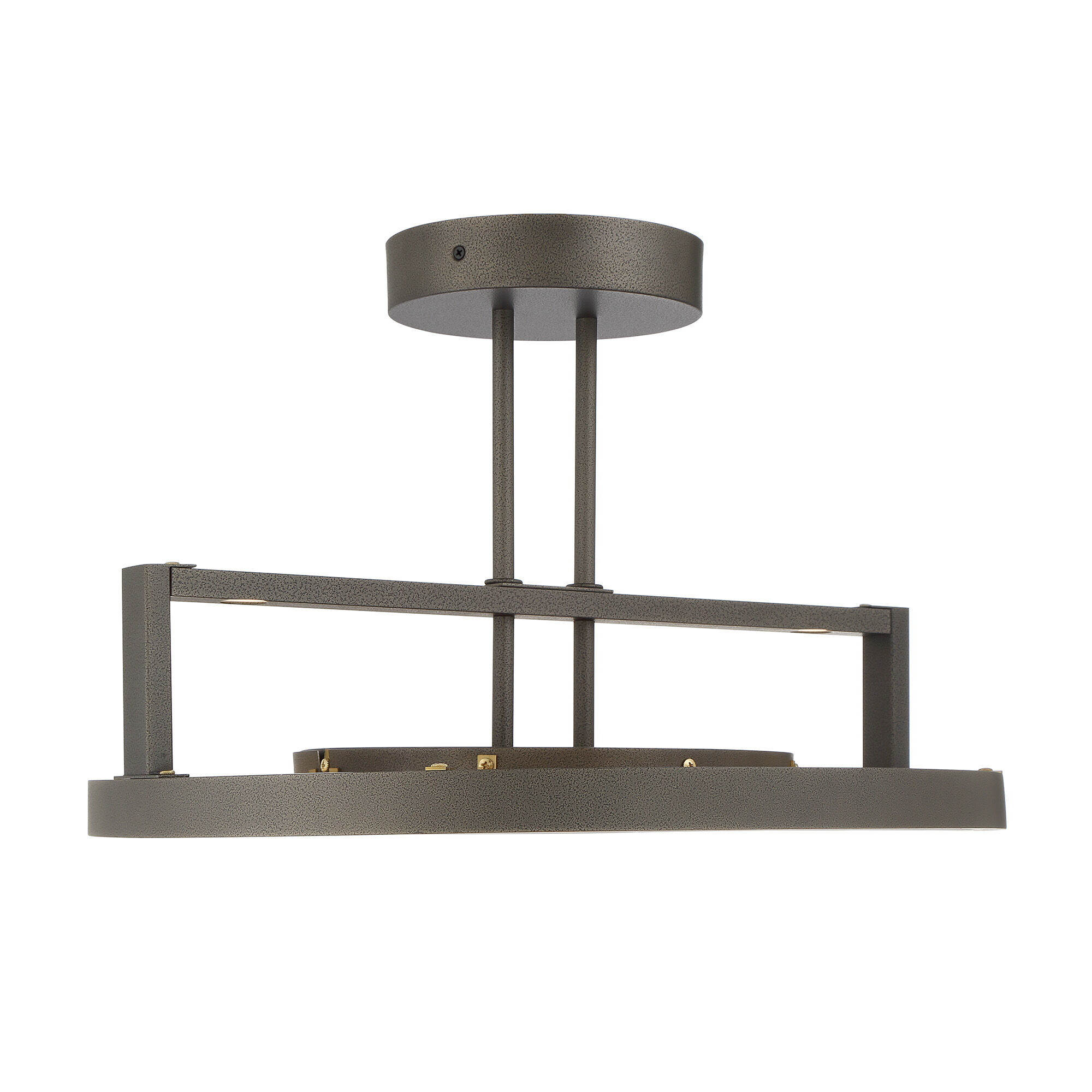 Tribeca LED 20 inch Smoked Iron And Soft Brass Semi Flush And Pendant Ceiling Light